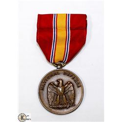 WWII NATIONAL DEFENCE MEDAL WITH RIBBON AND BOX.