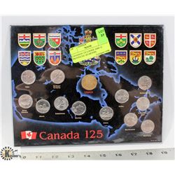 CANADIAN 125 LOONIE AND 12 PROVINCIAL QUARTERS.