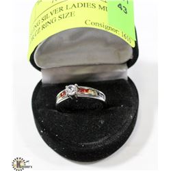 STERLING SILVER LADIES MULTI COLOR CZ RING SIZE