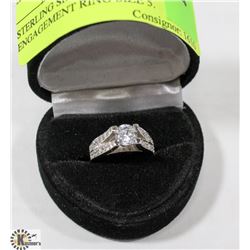 STERLING SILVER LADIES CZ ENGAGEMENT RING SIZE 5.
