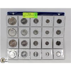SHEET OF 1967 ASSORTED CANADIAN COINS