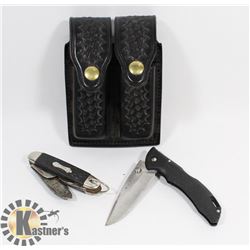 DOUBLE LEATHER KNIFE HOLSTER WITH 2 BUCK AND 1