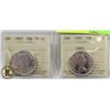 Image 1 : LOT OF 2 CANADIAN 1962 50 CENT COINS ICCS GRADED