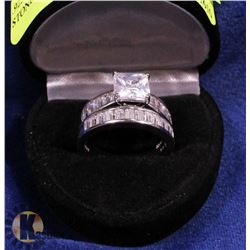.925 SILVER ENGAGEMENT SET CZ STONE SZ 9
