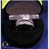 Image 1 : .925 SILVER ENGAGEMENT SET CZ STONE SZ 9