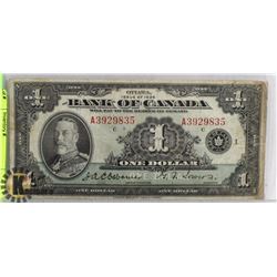 1935 CANADIAN $1.00 NOTE.
