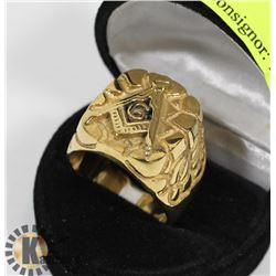 GOLD TONED MASONIC MENS SIZE 11.75