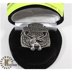 SILVER TONED HARLEY DAVIDSON MENS RING SIZE 11.