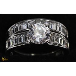 .925 SILVER ENGAGEMENT SET CZ STONE SZ 8