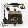 Image 2 : VINTAGE STYLE BRASS & WOOD TELEPHONE