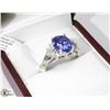Image 1 : 2) 14K WHITE GOLD TANZANITE & DIAMOND RING,
