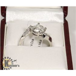 4) 10K WHITE GOLD DIAMOND RING,