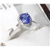 Image 1 : 5) 14K WHITE GOLD TANZANITE & DIAMOND RING,