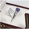 Image 2 : 6) 10K WHITE GOLD TANZANITE & DIAMOND RING,