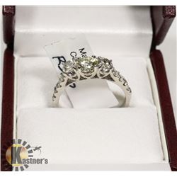 9) 14K WHITE GOLD DIAMOND RING,
