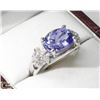 Image 1 : 10) 10K WHITE GOLD TANZANITE & DIAMOND RING,