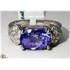 Image 2 : 10) 10K WHITE GOLD TANZANITE & DIAMOND RING,
