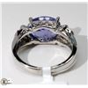Image 3 : 10) 10K WHITE GOLD TANZANITE & DIAMOND RING,