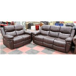 NEW NORWICH BROWN LEATHERETTE RECLINING 78" SOFA