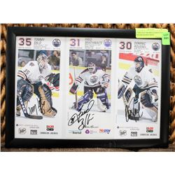 3 VINTAGE FRAMED EDMONTON OILERS SIGNED WEST