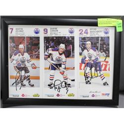 3 VINTAGE FRAMED EDMONTON OILERS SIGNED WEST