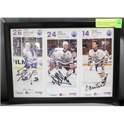 3 VINTAGE FRAMED EDMONTON OILERS SIGNED WEST