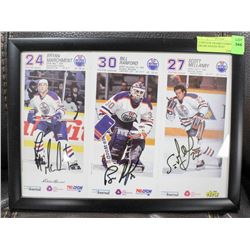3 VINTAGE FRAMED EDMONTON OILERS SIGNED WEST