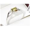 Image 1 : 11) 14K WHITE GOLD YELLOW SAPPHIRE & DIAMOND RING,
