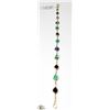Image 2 : 17) 10K YELLOW GOLD EMERALD & SAPPHIRE BRACELET,