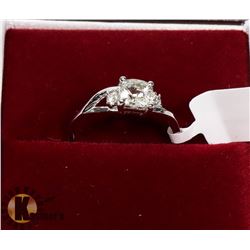 18) 14K WHITE GOLD SAPPHIRE & DIAMOND RING,