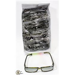 BOX OF GREEN FRAMED DESIGNER SUNGLASSES