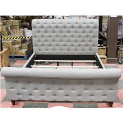 KING SIZE SLEIGH FABRIC HEADBOARD, FOOTBOARD &