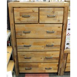 RUSTIC WOOD & METAL 6 DRAWER TALL BOY DRESSER