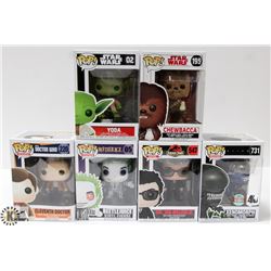 LOT OF 6 ASSORTED FUNKO POP VINYL FIGURES.