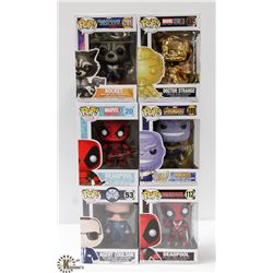 LOT OF 6 ASSORTED FUNKO POP VINYL FIGURES.
