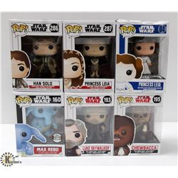 LOT OF 6 ASSORTED FUNKO POP VINYL FIGURES.