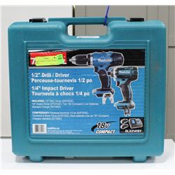MAKITA 1/2" DRILL DRIVER & 1/4" IMPACT 18V DRILL
