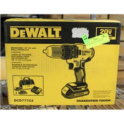 DEWALT DCD777C2 BRUSHLESS 1/2" DRILL/DRIVER KIT.