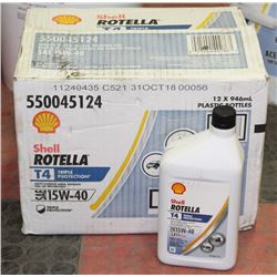 CASE OF 12 SHELL ROTELLA 15W40 MOTOR DIESEL OIL