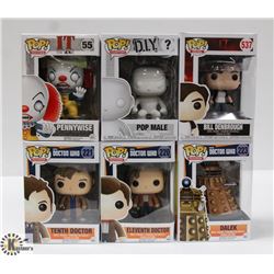 LOT OF 6 ASSORTED FUNKO POP VINYL FIGURES.
