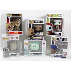 LOT OF 6 ASSORTED FUNKO POP VINYL FIGURES.