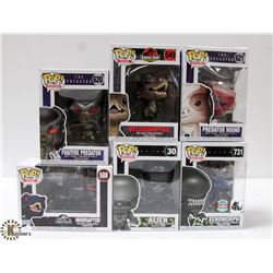 LOT OF 6 ASSORTED FUNKO POP VINYL FIGURES.