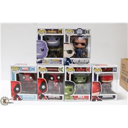 LOT OF 6 ASSORTED FUNKO POP VINYL FIGURES.