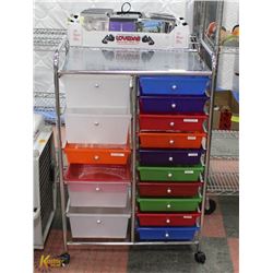 METAL STORAGE RACK ON ROLLERS WITH 15 PULL OUT