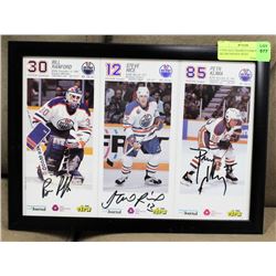 3 VINTAGE FRAMED EDMONTON OILERS SIGNED WEST