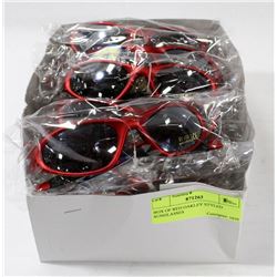BOX OF RED OAKLEY STYLED SUNGLASSES