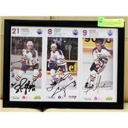 3 VINTAGE FRAMED EDMONTON OILERS SIGNED WEST