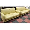 Image 1 : ITALSOFA YELLOW LEATHER 80" SOFA & 64" LOVESEAT.