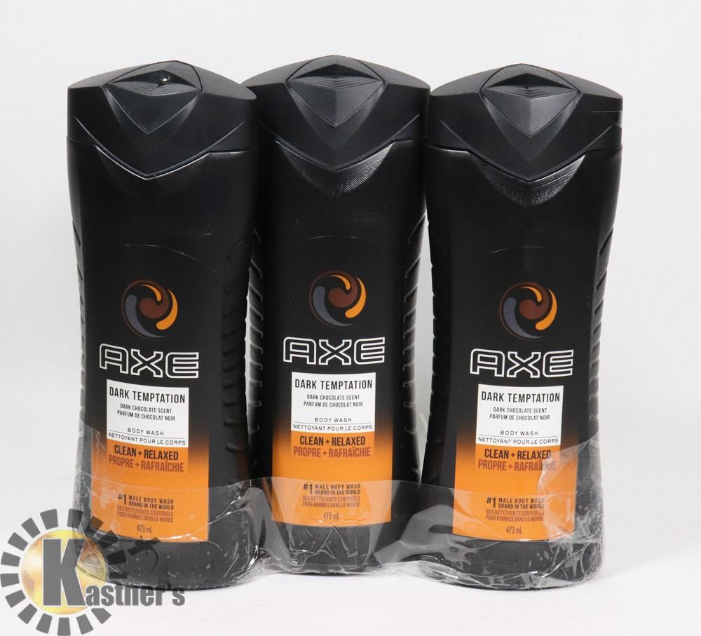 3 PACK AXE DARK TEMPTATION BODY WASH 473ML BOTTLES