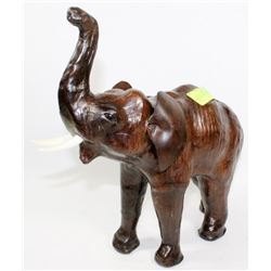 WOOD ELEPHANT W/LEATHER EARS - 12.5"-